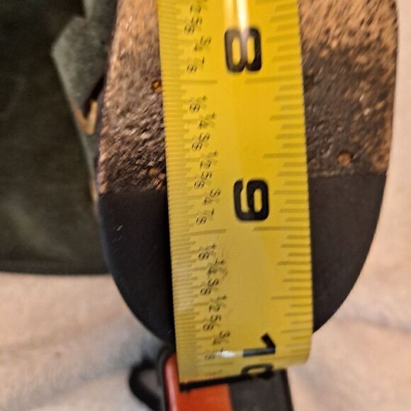 Ralph Lauren Collection Harness Boots Italy Green Suede 1.5" Cowgirl Heel Buckle - Picture 15 of 15